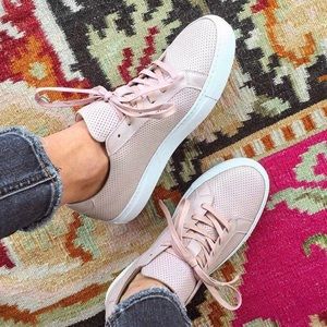 Greats Blush Pink Perforated Leather Sneakers